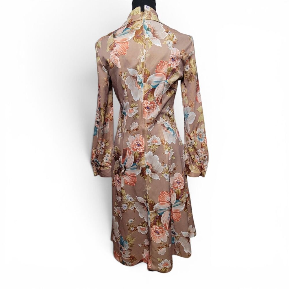 70s Style Midi Dress Women's 6 Handmade Floral Disco Hippie Retro Boho Cottage - Picture 2 of 7